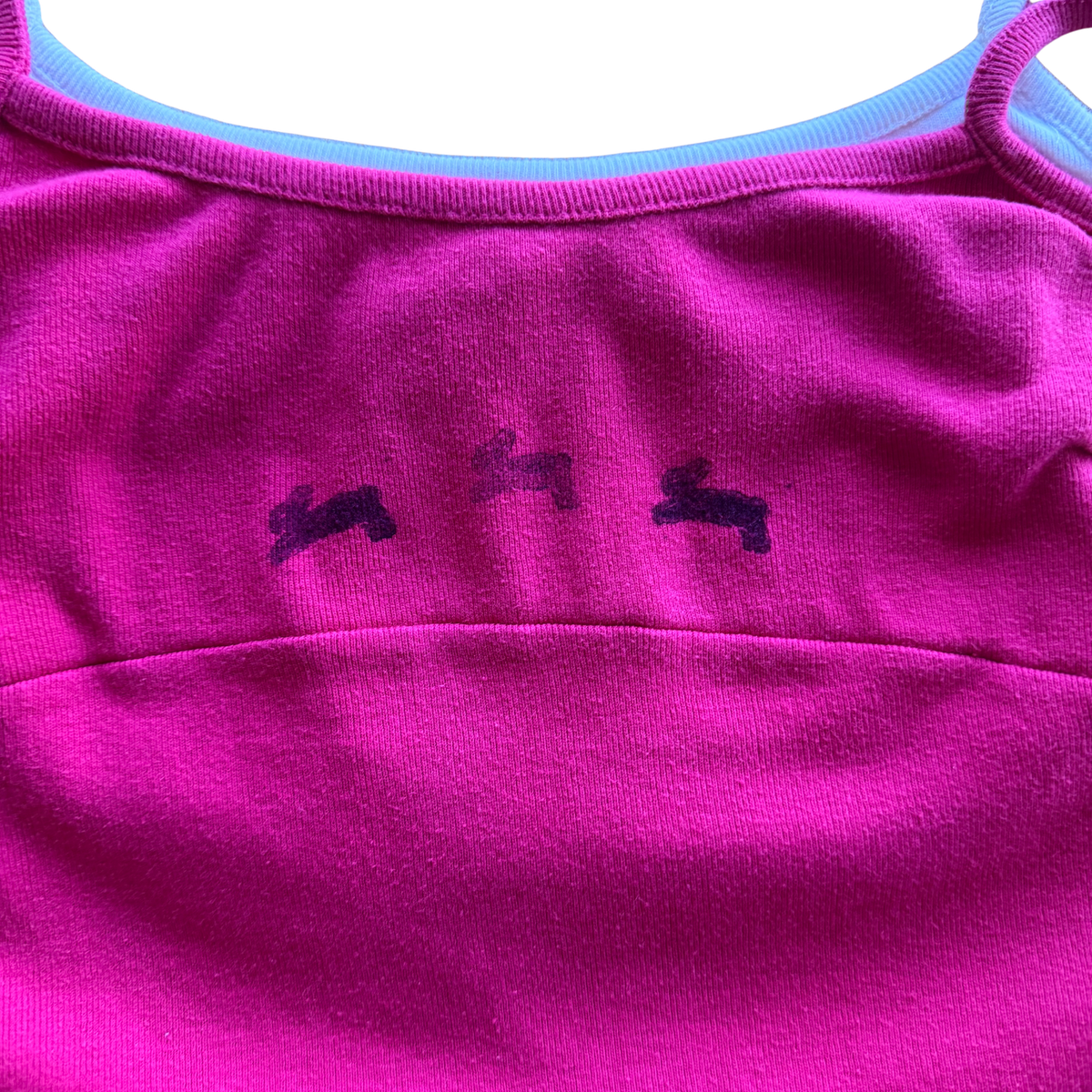 Hot pink and white layered tank top with bunny print