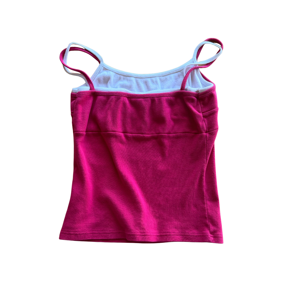 Hot pink and white layered tank top with bunny print