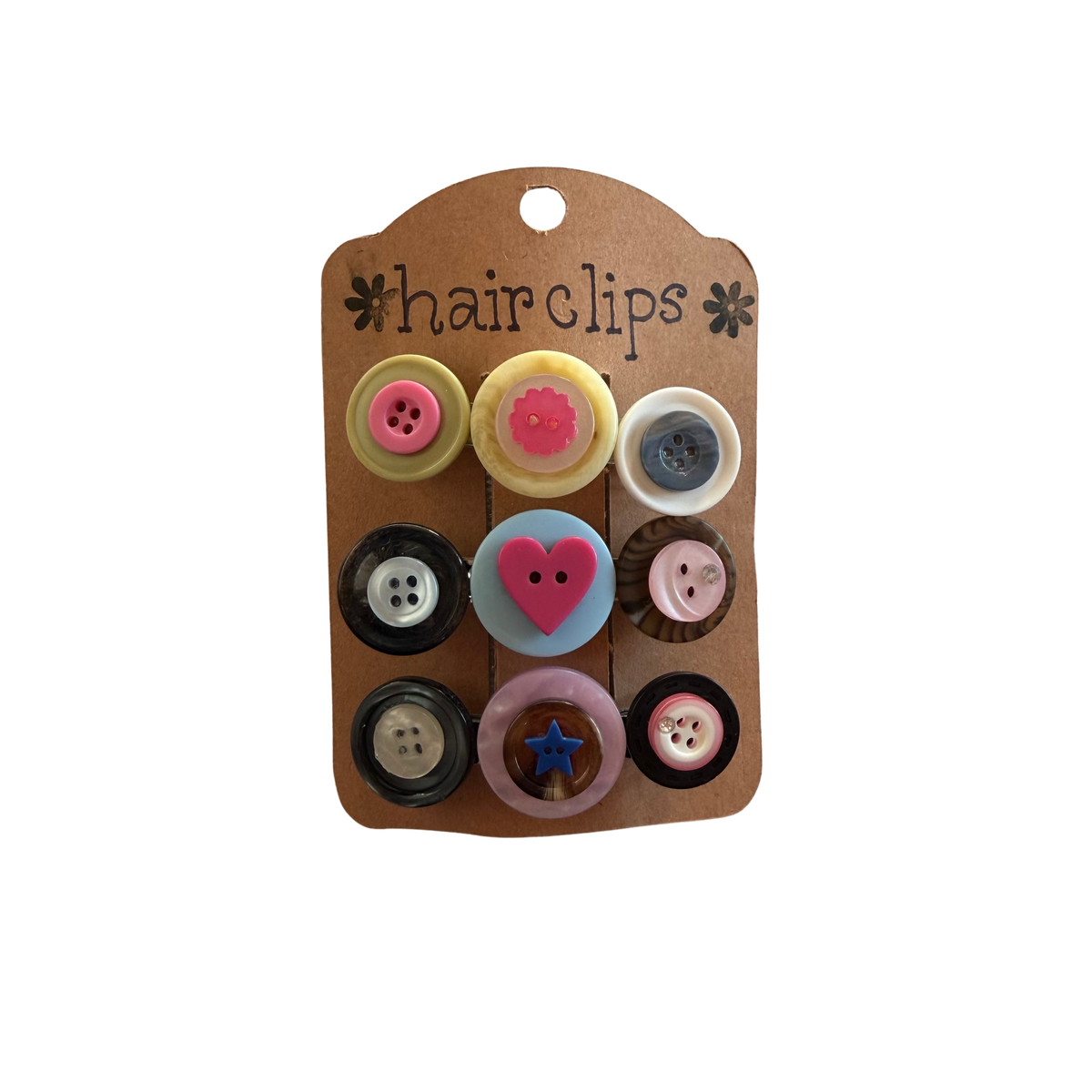 Button Hairclips 3pk