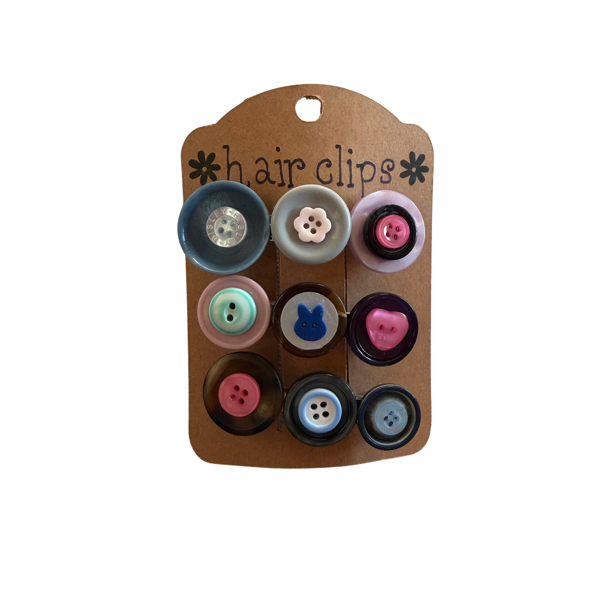 Button Hairclips 3pk